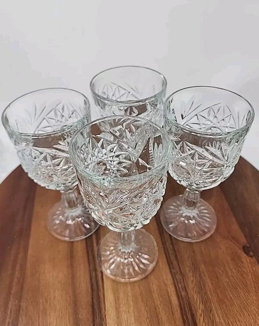 Vintage Libbey Star Burst Clear Glass (4 Piece Set)